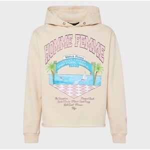 Homme Femme World Famous Yacht Club cream pullover hoodie size small unisex